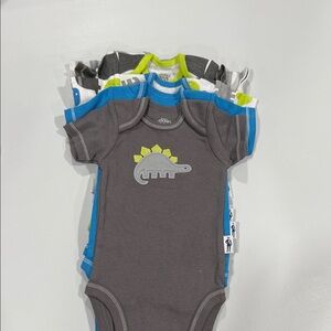 Baby Jockey Gray and Blue Dinosaur Bodysuit Collection Set of 5